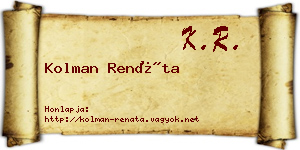Kolman Renáta névjegykártya
