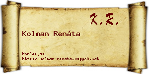 Kolman Renáta névjegykártya